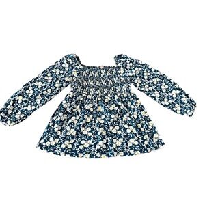 Willow Root Youth Girls Long Sleeve Soft Jersey Knit Shirt, Blue Floral, Large